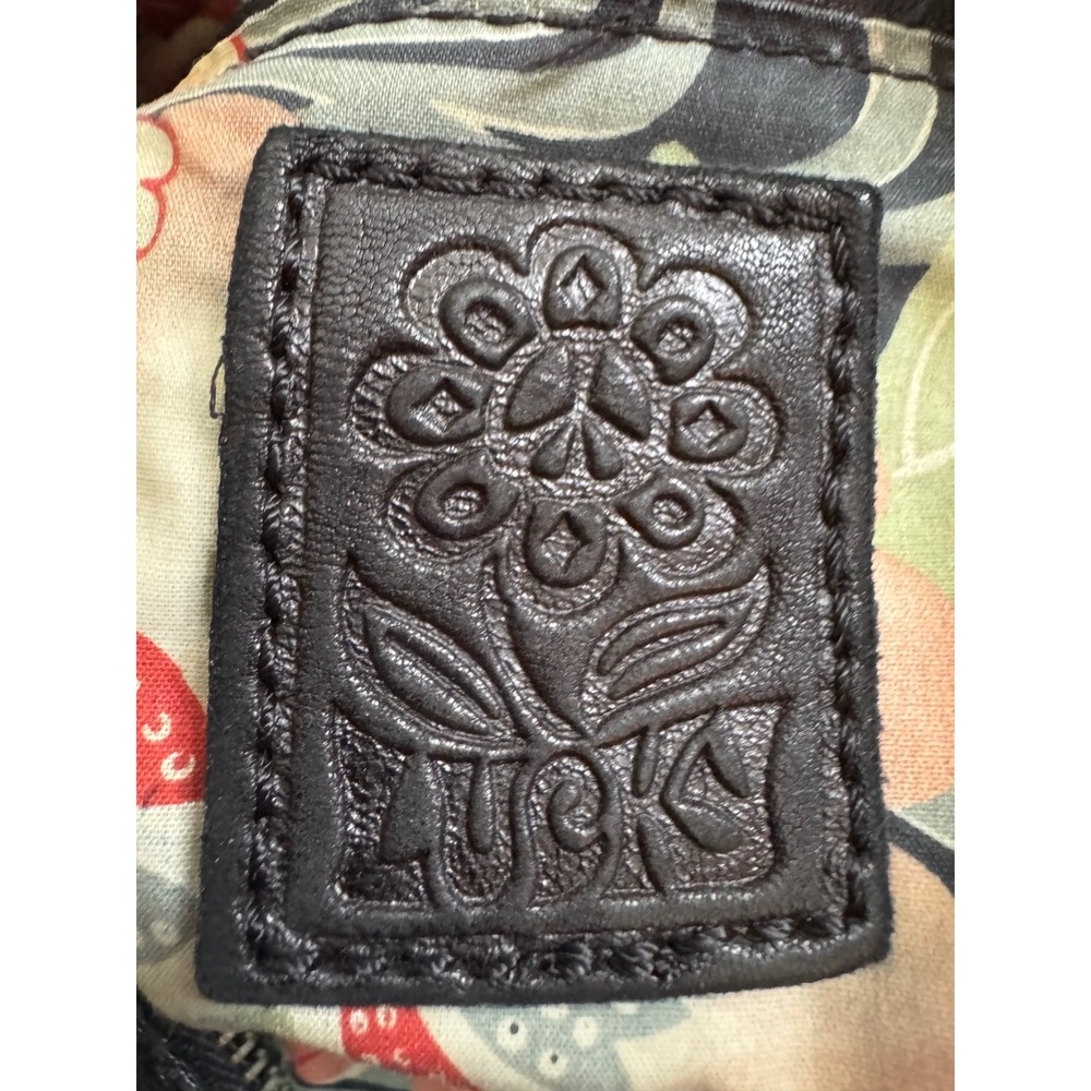 Lucky Brand‎ Black Leather Studded Boho Hobo Shoulder Bag - Picture 6 of 8